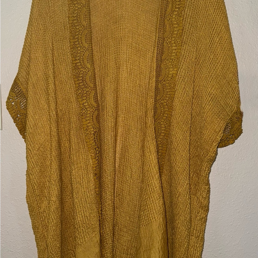 Women’s Mustard Yellow Kimono Duster Kaftan Swim Cover